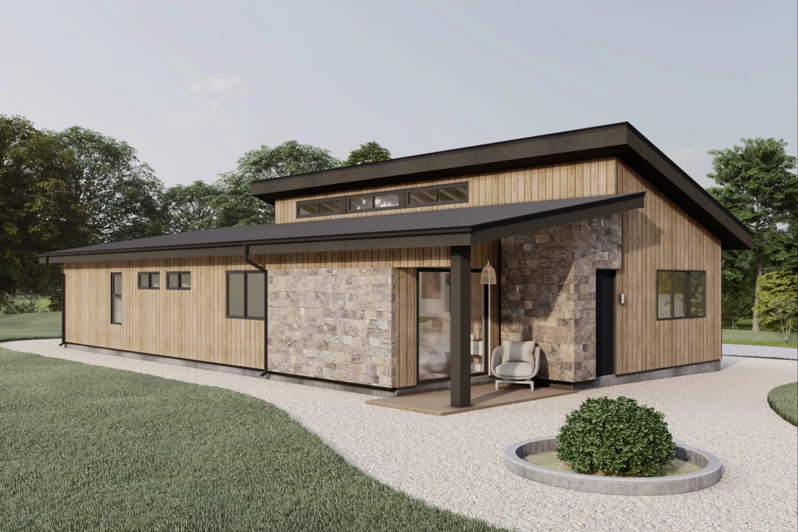 Plano de casa MODELO CG 207 de 115 m², 3 dormitorios y 2 baños, vista 1