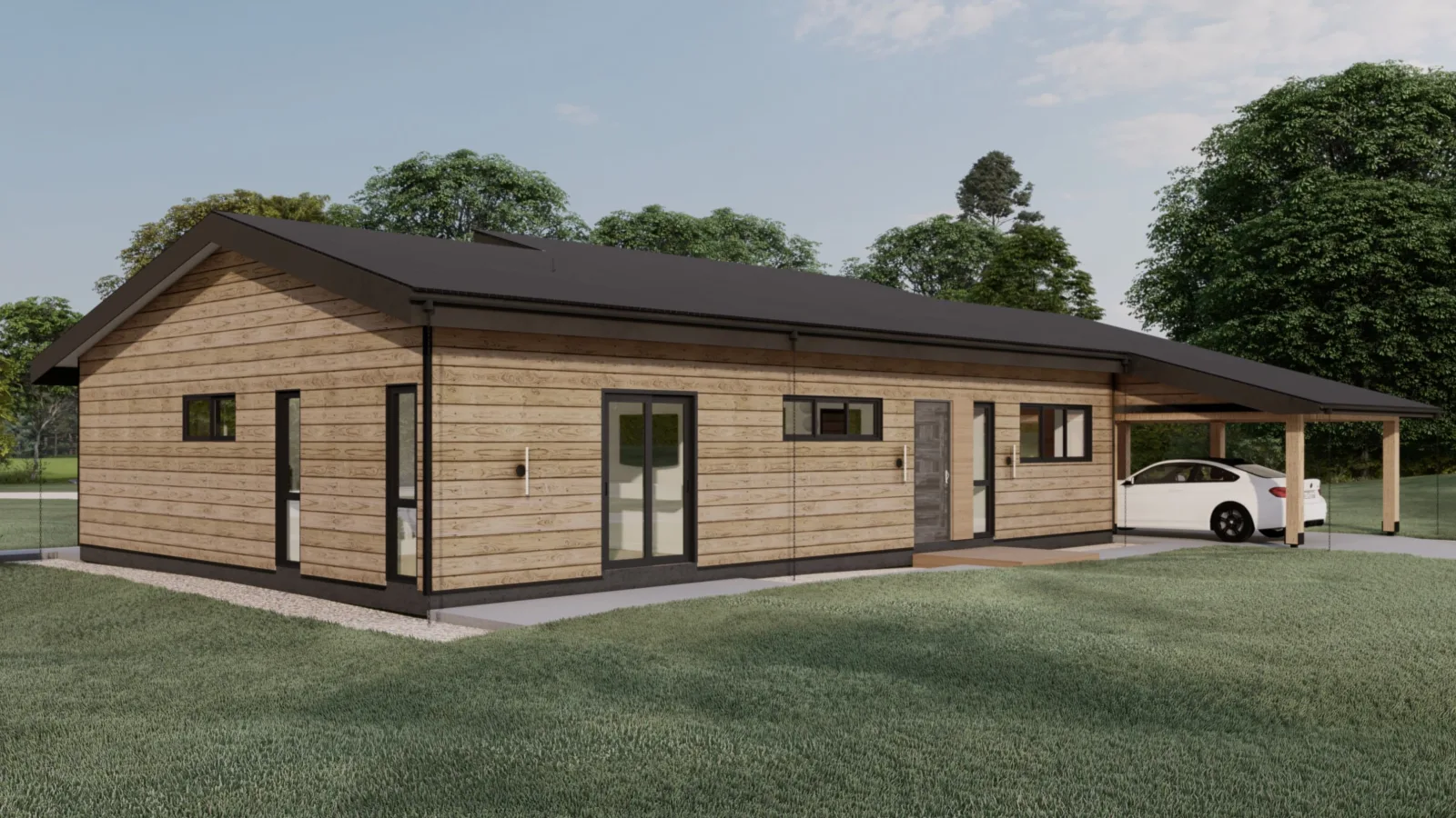 Plano de casa MODELO CG 206, 3 dormitorios y 2 baños, vista 1